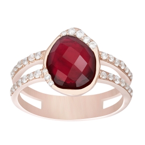 anillo gota rosado cuerpo doble calado