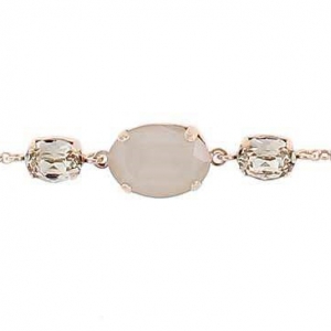 Pulsera rosada , con piedras champagne