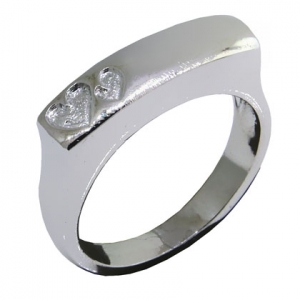 anillo platabella plano doble corazon chico