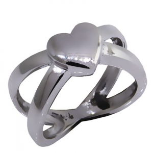 Anillo platabella cruzado con anillo corazon 