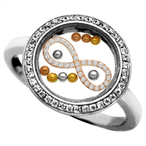 anillo jubel, cristal, infinito rosado piedras, bolitas tricolor, movimiento