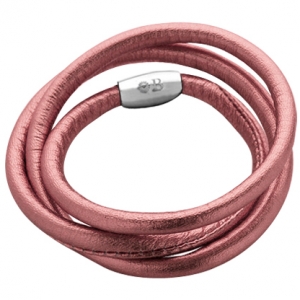 pulsera Cuero, rosa metalizado