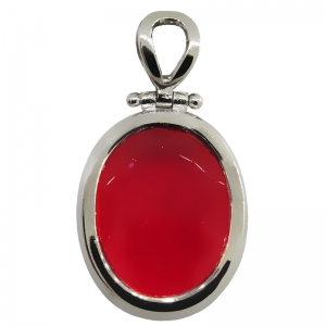 Colgante oval 20 x 25 rojo, piedra facetada, platabella