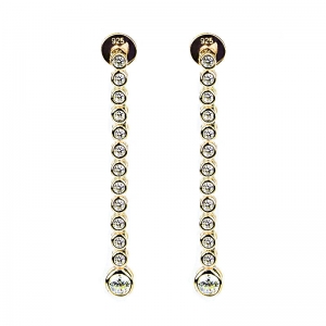 Par Aros linea Premium, colgantes, alargados, piedras con virola , color amarillo