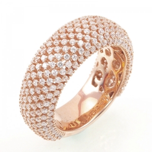 Anillo premium, medio sin fin ancho, pavee, calado internamente, rosado
