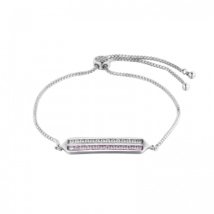 Pulsera barrita de piedras blancas y rosadas, ajustable, blanca