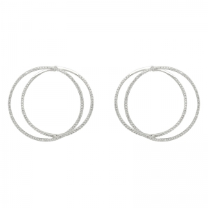 Par aros linea premium, doble argolla, con piedras, pasantes, blancos