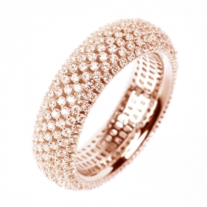 Anillo linea premium, sin fin, pavee, rosado