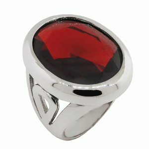 Anillo platabella oval 20 x 25 color rojo