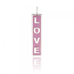 Dije barrita " Love " esmalte rosado 
