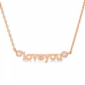 Conjunto love you rosado con 2 piedras en los extremos