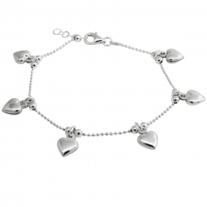 Pulsera bolitas con corazones