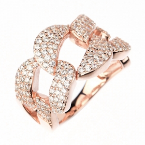 Anillo linea premium, tipo eslabonado, con piedras y movimiento, rosado
