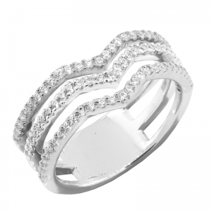 Anillo triple, puntas, tricolor, con piedras