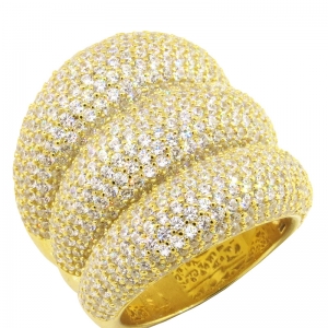 Anillo triple ancho, pavee, calado internamente, amarillo