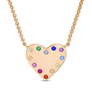 Conjunto corazon rose con piedras multicolor