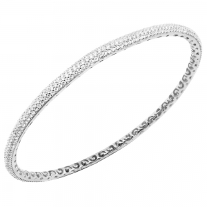 Esclava linea Premium, redonda, pavee, sin fin, calada por dentro, blanca