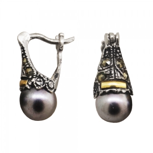 Par aros lady perla gris 7 mm