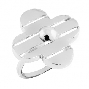 Anillo LV flor calada, grande, platabella