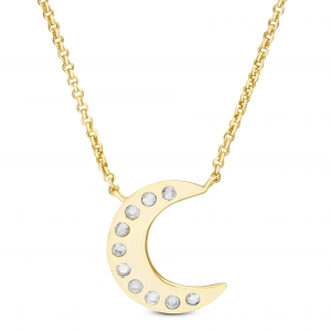 Conjunto luna amarilla con piedras blancas
