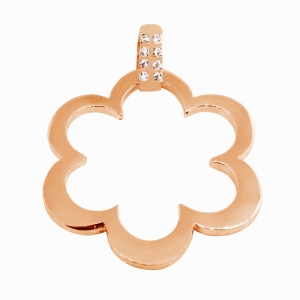 Colgante Dolce vita flor con piedra, rosado. 4 cm total