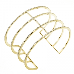 Esclava linea premium, rigida, de piedras, amarilla
