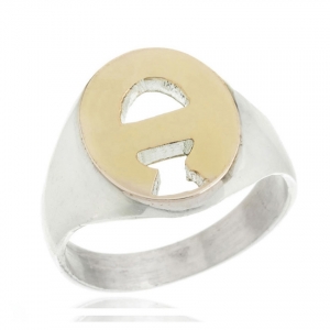 Anillo sello ovalo mediano double. 1,4 x 1,1 cm