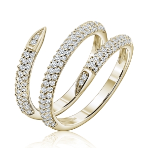 Anillo linea premium, triple, abierto, puntas, amarillo, con piedras