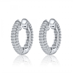 Par aros linea premium, argollas, pavee, blancas