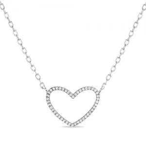 Conjunto corazon contorno piedras blancas