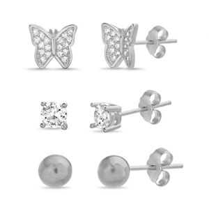 Triple par aros , mariposa, piedra y bolita
