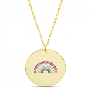 Conjunto medalla amarilla con arcoiris