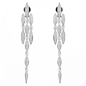 Par aros linea premium, largos, ovalos con piedras
