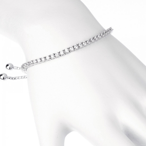 Pulsera tenis, ajustable, piedras 2 mm, blanca