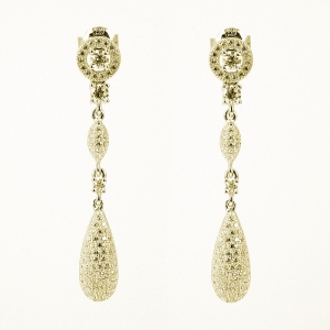 Par Aros linea Premium, colgantes, doble gota pavee, amarillos