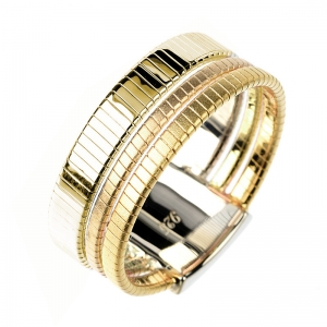 Anillo linea premium, triple, hilo retorcido amarillo