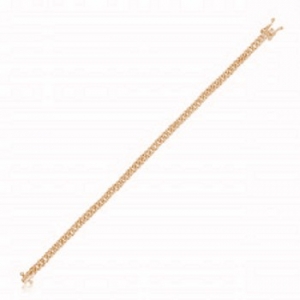Pulsera cuban link, ancho 4 mm, con piedras, cierre cajon, rosada