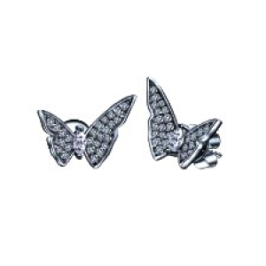 Par aros mariposa pavee, rodio negro 