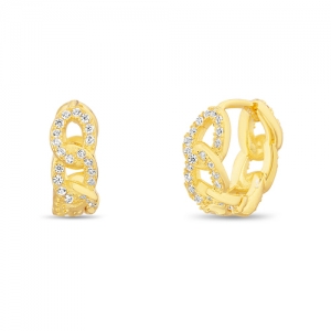 Par aros cuban link, chicos, amarillos. Diametro interno: 7 mm
