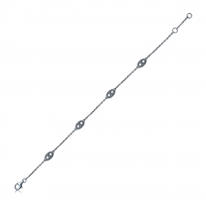 Pulsera de rodio negro con eslabones de piedras