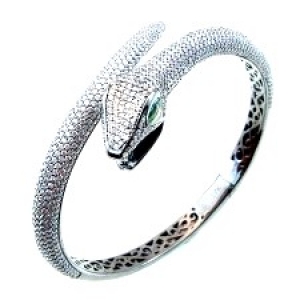 esclava serpiente pavee, con detalle de piedras verdes