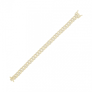 Pulsera cuban link, eslabones con y sin piedras, amarilla