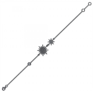 Pulsera estrellas pavee, rodio negro 