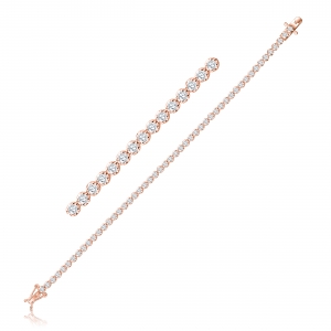 Pulsera tenis con virolas, rosada