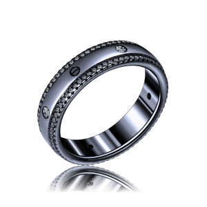 Anillo sin fin , con piedras y tachas