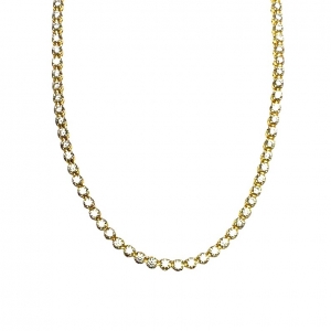 Collar tenis con virolas, amarillo. Largo: 40 cm