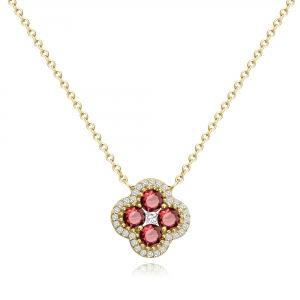 Conjunto trebol piedras fucsia