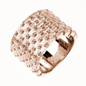 Anillo con piedras baguettes, rosado