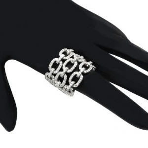 Anillo ancho, eslabones, pavee, con movimiento