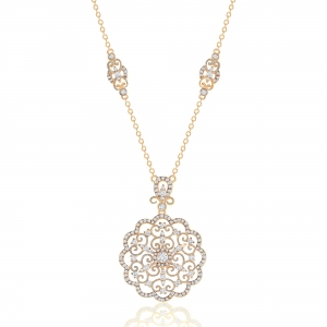 Conjunto linea Premium, Colgante flor calada, AMARILLO